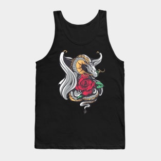 Dragon with Red Rose Fantasy Tattoo Style Tank Top